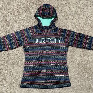 Burton WB Peak Hoodie Womens Medium Fair Isle Fleece Lined Full Zip Ski Jacket